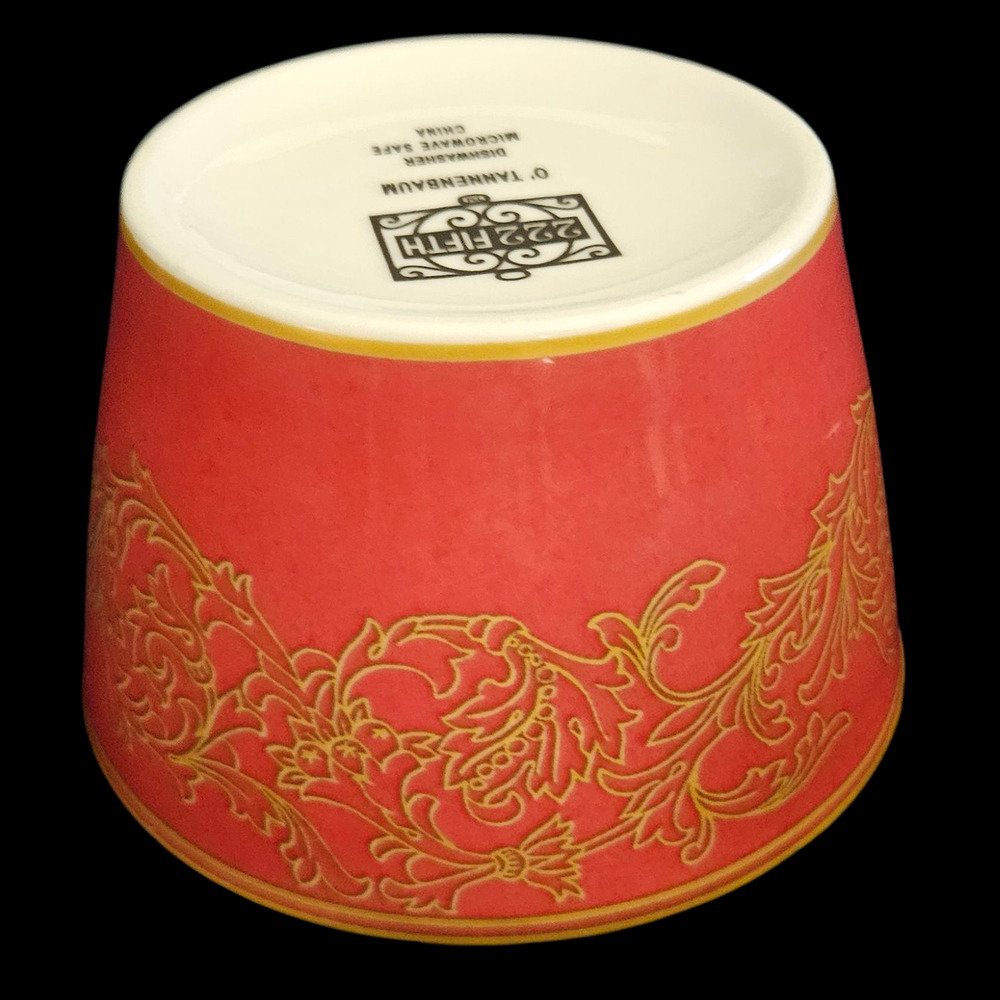 222 Fifth O' Tannenbaum Red Gold Holiday Dip Bowls Set of 4 Christmas